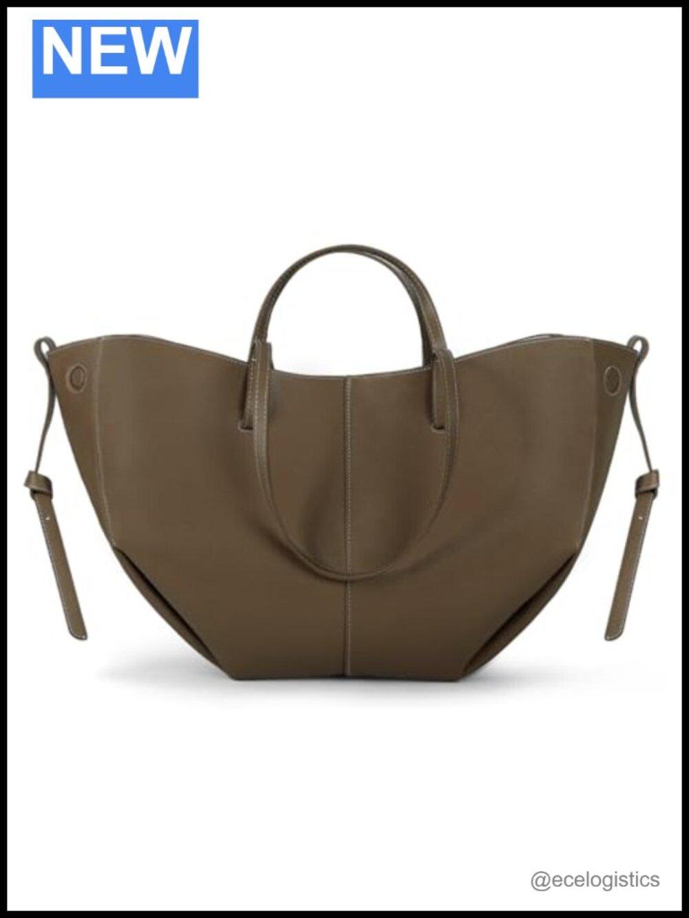 Large Microfiber Leather Tote Bag, Wing-Shaped Silhouette, Magnetic Closure,